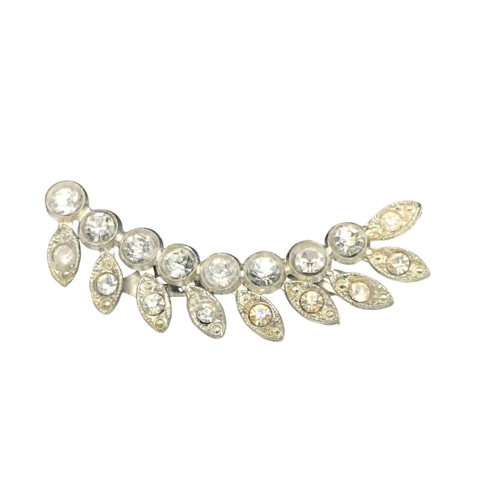 Graceful and Elegant Art Nouveau Brooch, Clear Pave Rhinestones, Pot Metal - Picture 7 of 7
